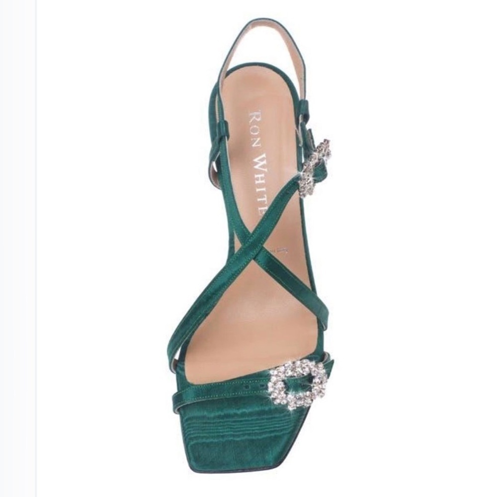 NWOT Ron White Women's Metallic Nicolette Crystal Buckle Sandal size 361/2